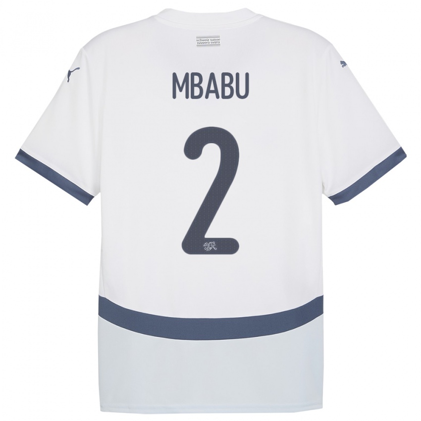 Mujer Camiseta Suiza Kevin Mbabu #2 Blanco 2ª Equipación 24-26 La Camisa Argentina