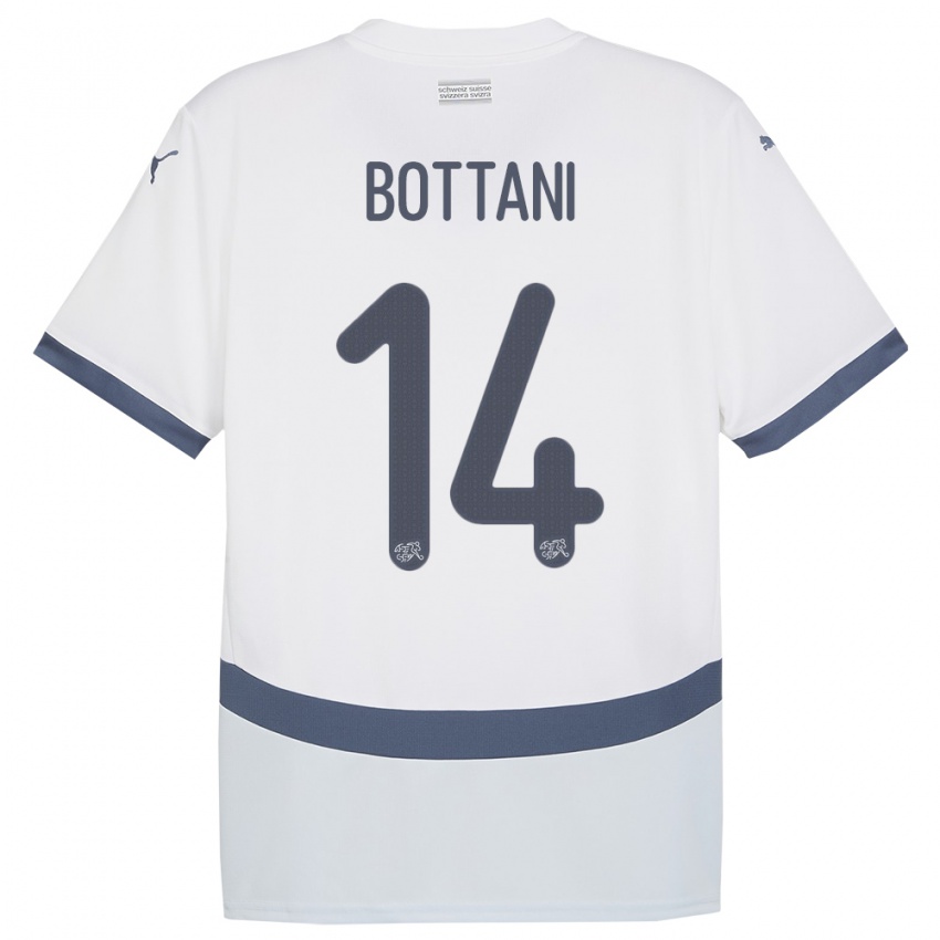 Mujer Camiseta Suiza Mattia Bottani #14 Blanco 2ª Equipación 24-26 La Camisa Argentina