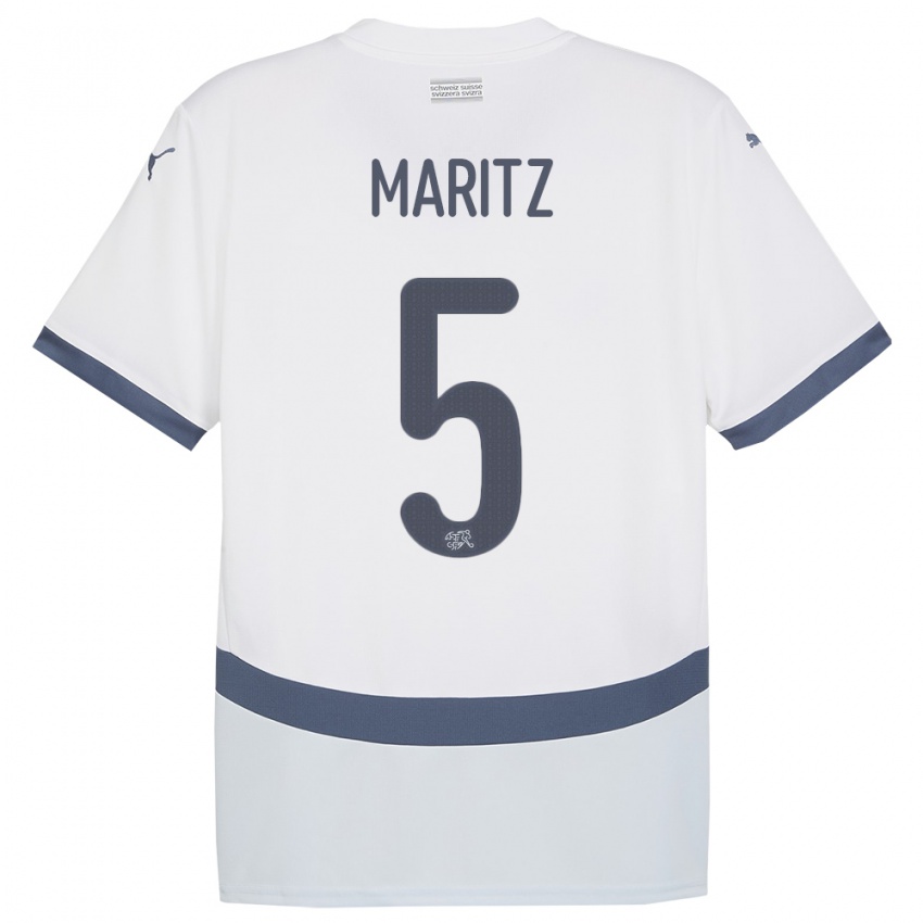 Mujer Camiseta Suiza Noelle Maritz #5 Blanco 2ª Equipación 24-26 La Camisa Argentina