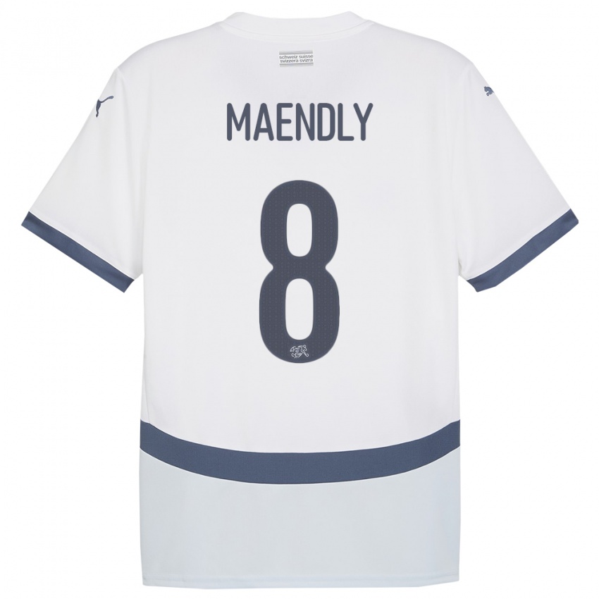 Mujer Camiseta Suiza Sandy Maendly #8 Blanco 2ª Equipación 24-26 La Camisa Argentina