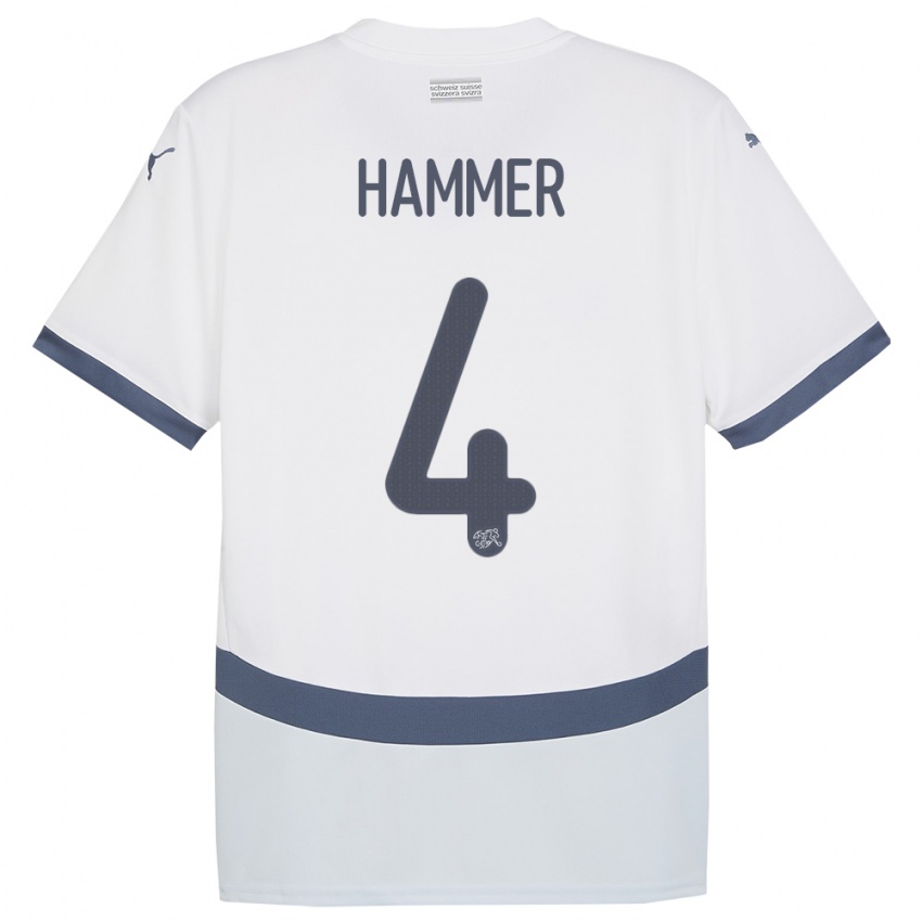 Mujer Camiseta Suiza Pascal Hammer #4 Blanco 2ª Equipación 24-26 La Camisa Argentina