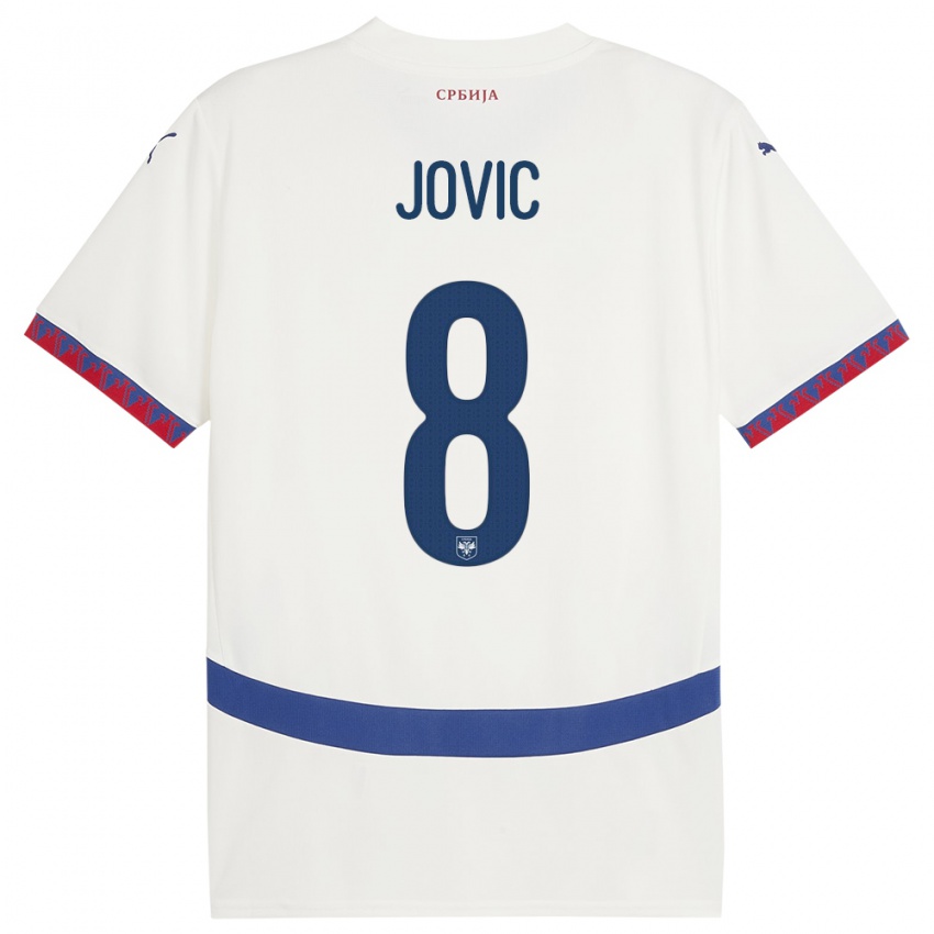 Mujer Camiseta Serbia Luka Jovic #8 Blanco 2ª Equipación 24-26 La Camisa Argentina