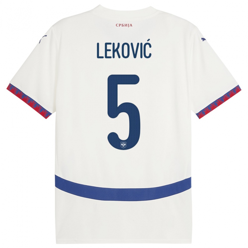 Mujer Camiseta Serbia Stefan Lekovic #5 Blanco 2ª Equipación 24-26 La Camisa Argentina