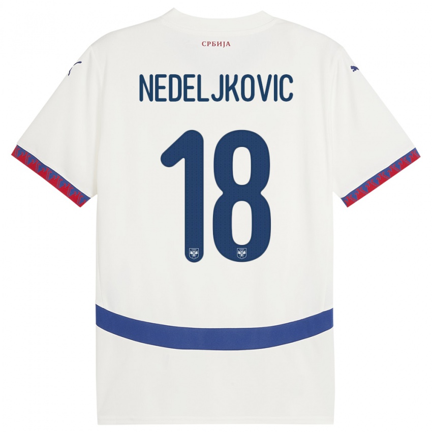 Mujer Camiseta Serbia Kosta Nedeljkovic #18 Blanco 2ª Equipación 24-26 La Camisa Argentina