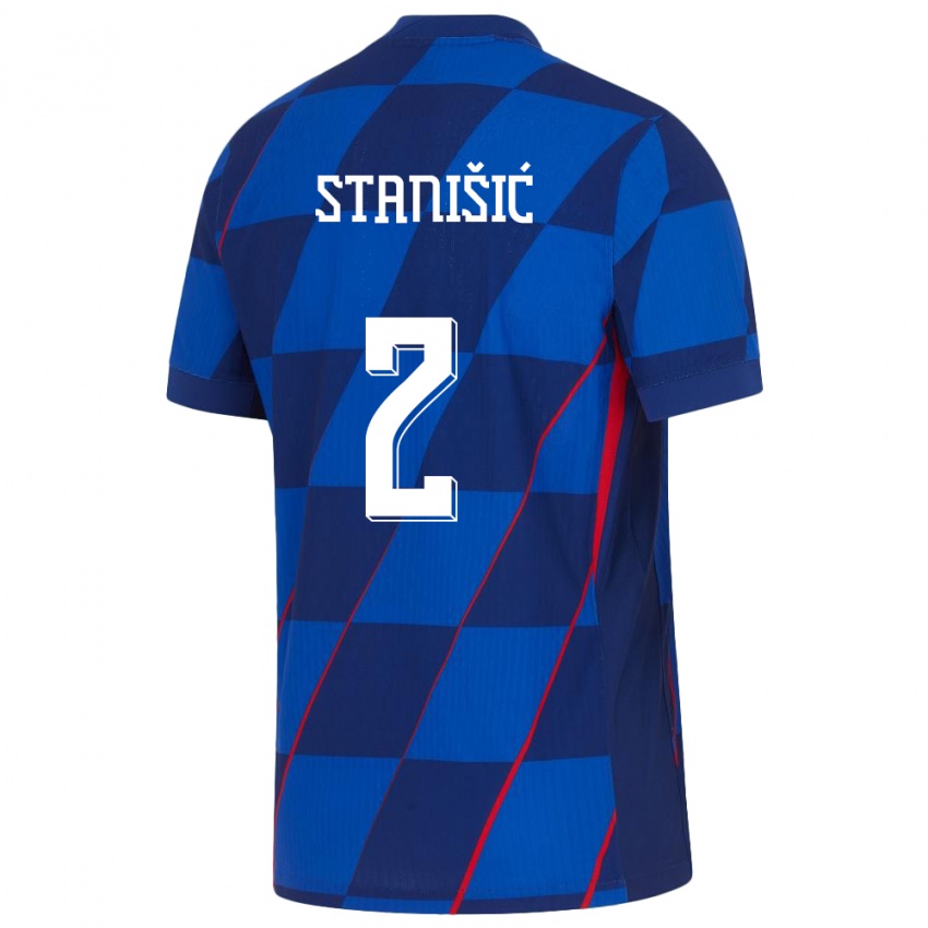 Mujer Camiseta Croacia Josip Stanisic #2 Azul 2ª Equipación 24-26 La Camisa Argentina
