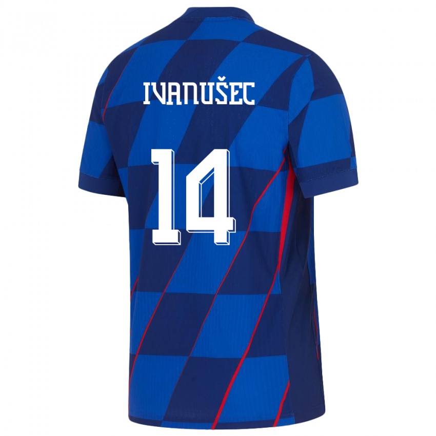 Mujer Camiseta Croacia Luka Ivanusec #14 Azul 2ª Equipación 24-26 La Camisa Argentina