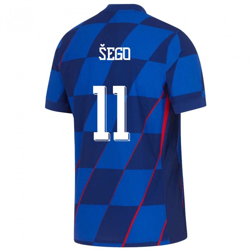 Mujer Camiseta Croacia Michele Sego #11 Azul 2ª Equipación 24-26 La Camisa Argentina