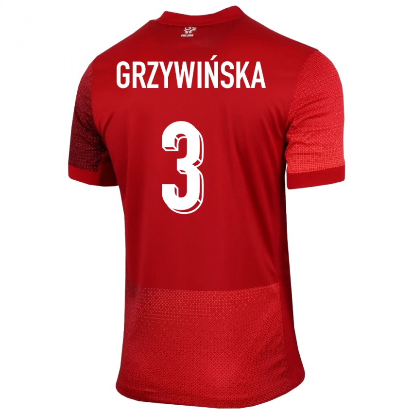 Mujer Camiseta Polonia Gabriela Grzywinska #3 Rojo 2ª Equipación 24-26 La Camisa Argentina