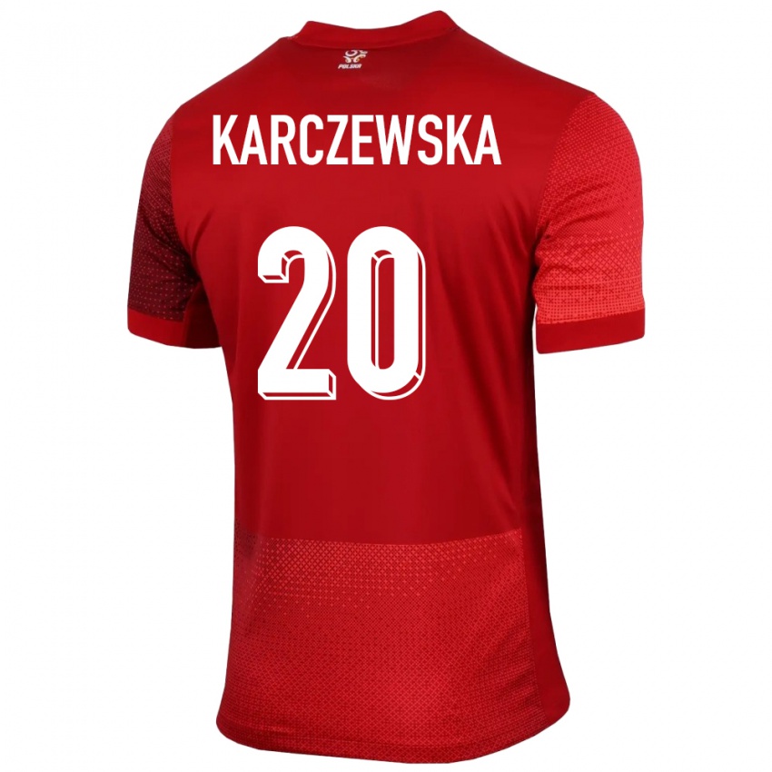 Mujer Camiseta Polonia Nikola Karczewska #20 Rojo 2ª Equipación 24-26 La Camisa Argentina