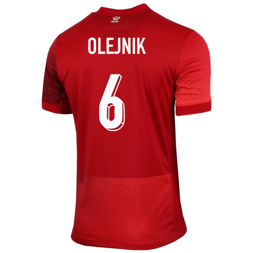 Mujer Camiseta Polonia Patryk Olejnik #6 Rojo 2ª Equipación 24-26 La Camisa Argentina
