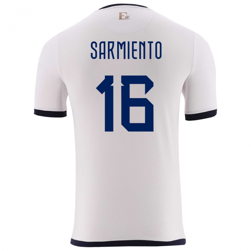 Mujer Camiseta Ecuador Jeremy Sarmiento #16 Blanco 2ª Equipación 24-26 La Camisa Argentina