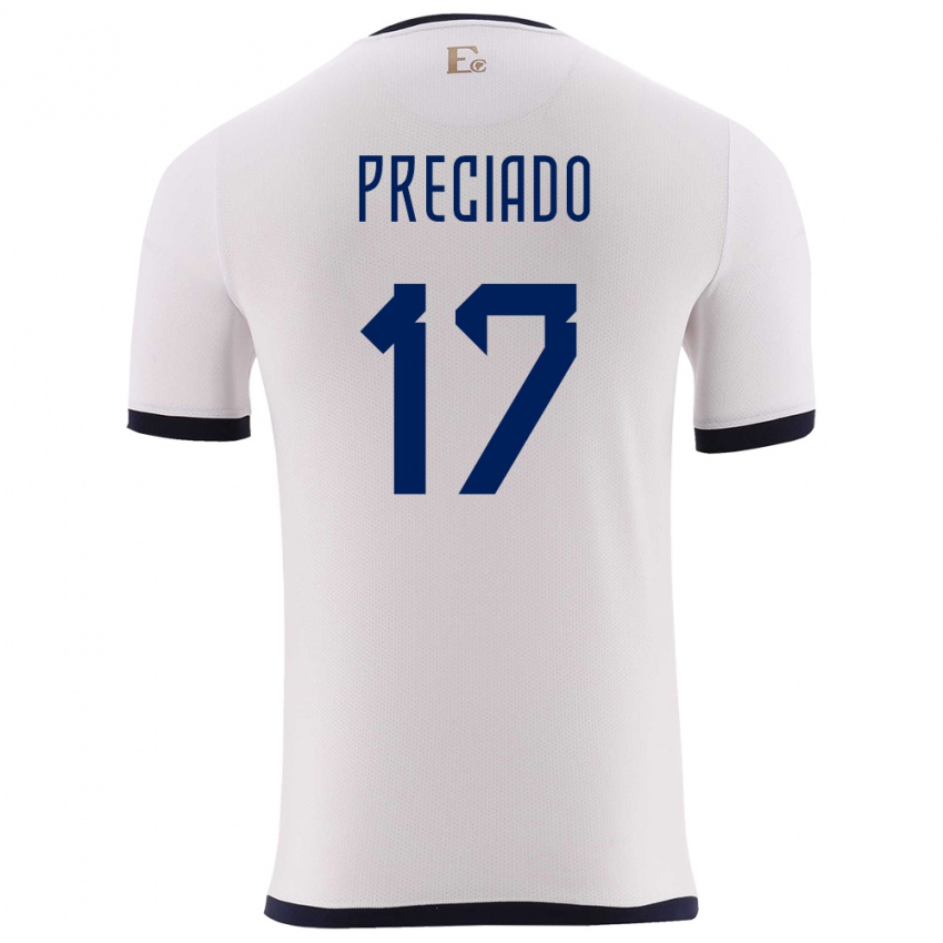 Mujer Camiseta Ecuador Angelo Preciado #17 Blanco 2ª Equipación 24-26 La Camisa Argentina