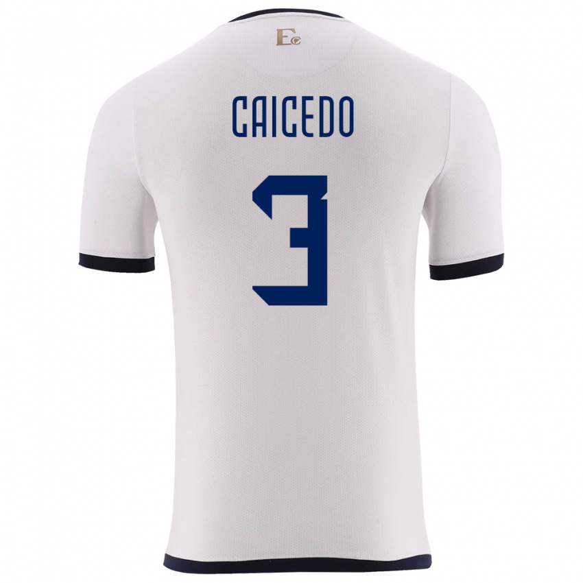 Mujer Camiseta Ecuador Jessy Caicedo #3 Blanco 2ª Equipación 24-26 La Camisa Argentina
