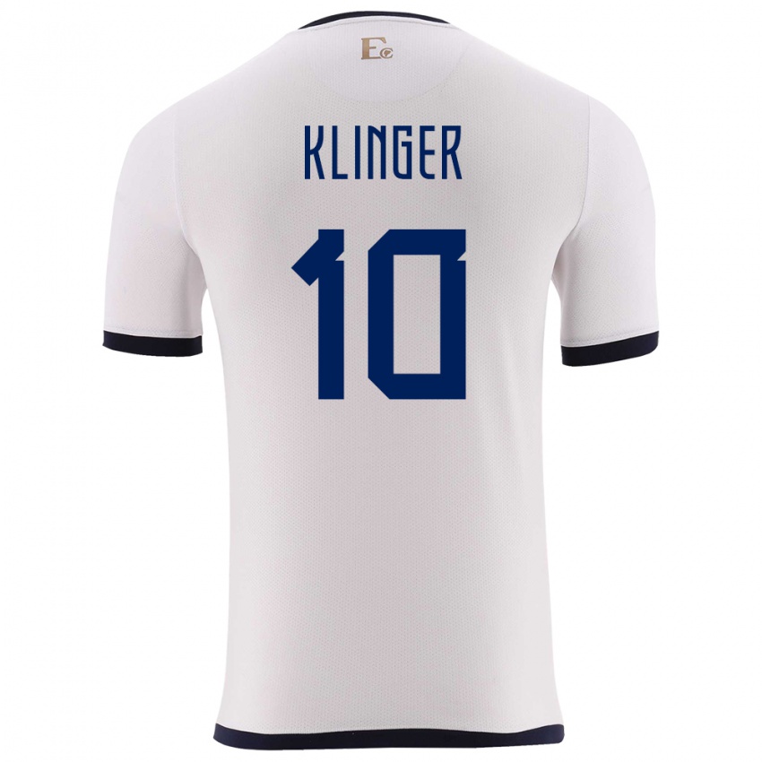 Mujer Camiseta Ecuador Jose Klinger #10 Blanco 2ª Equipación 24-26 La Camisa Argentina