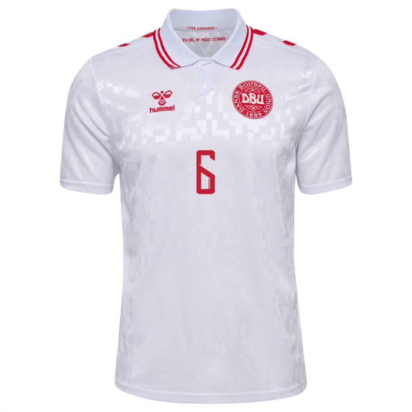 Mujer Camiseta Dinamarca Andreas Christensen #6 Blanco 2ª Equipación 24-26 La Camisa Argentina