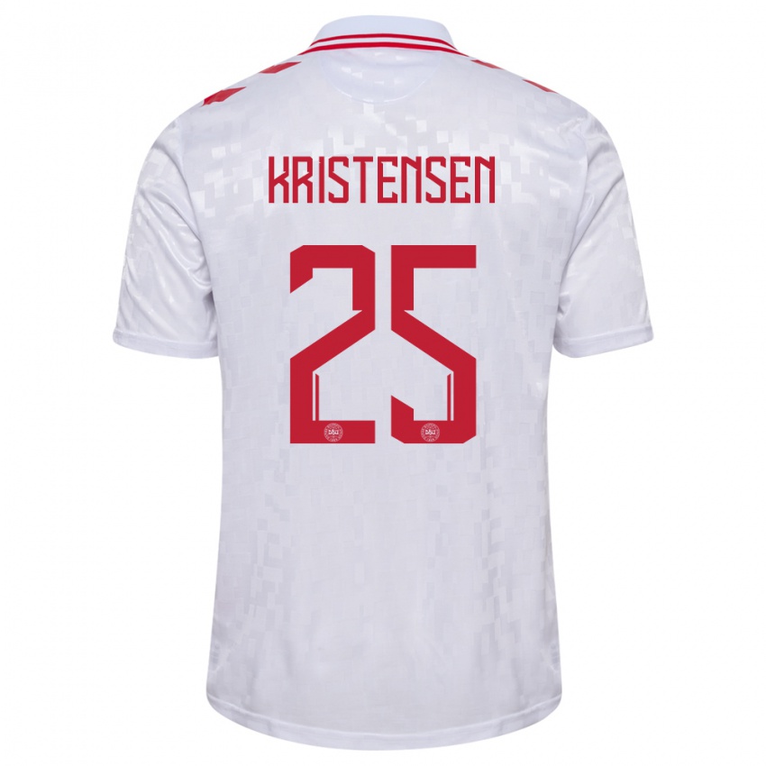 Mujer Camiseta Dinamarca Rasmus Kristensen #25 Blanco 2ª Equipación 24-26 La Camisa Argentina