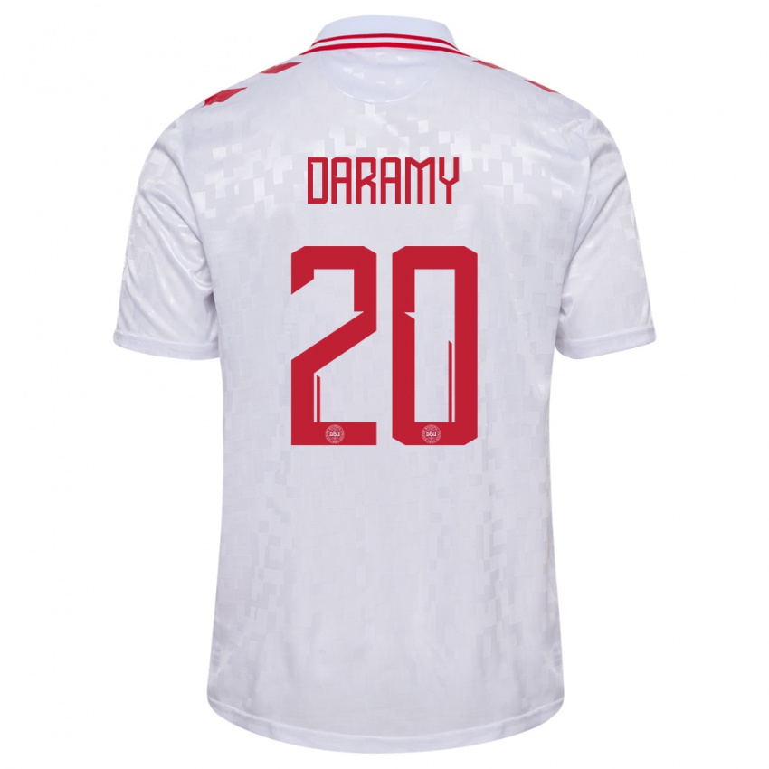 Mujer Camiseta Dinamarca Mohamed Daramy #20 Blanco 2ª Equipación 24-26 La Camisa Argentina
