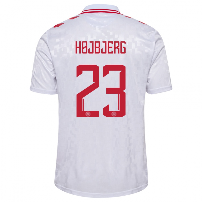 Mujer Camiseta Dinamarca Pierre Emile Hojbjerg #23 Blanco 2ª Equipación 24-26 La Camisa Argentina