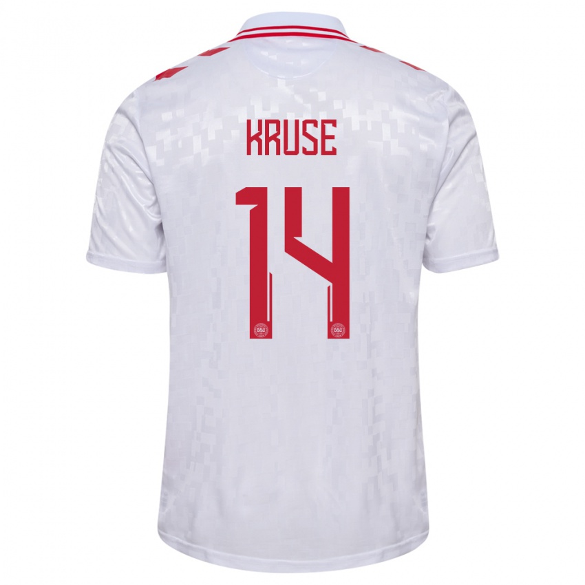 Mujer Camiseta Dinamarca David Kruse #14 Blanco 2ª Equipación 24-26 La Camisa Argentina