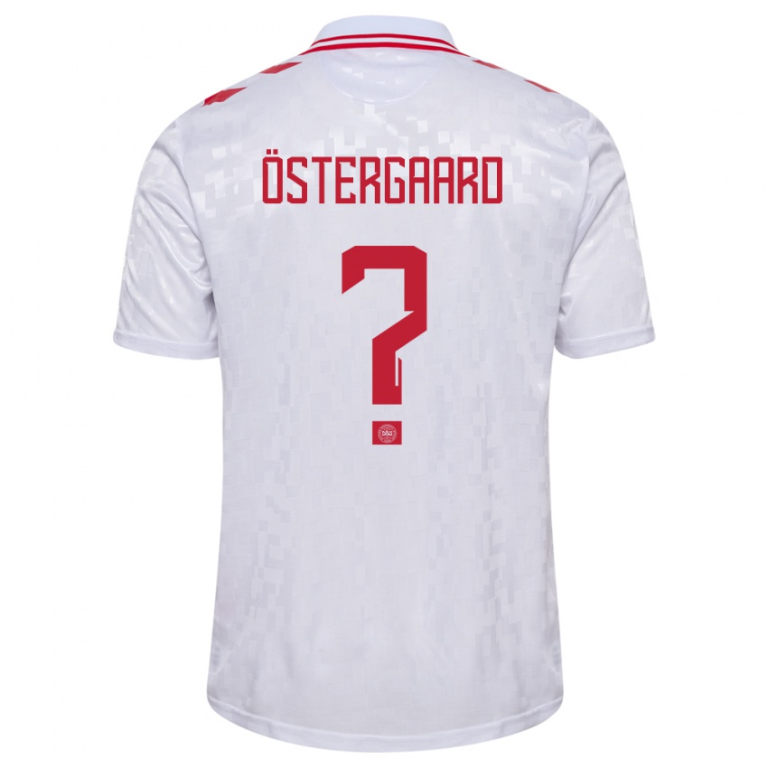 Mujer Camiseta Dinamarca Christian Östergaard #0 Blanco 2ª Equipación 24-26 La Camisa Argentina