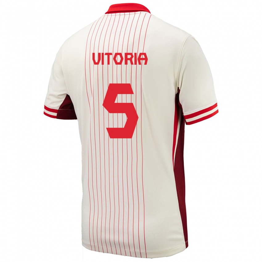 Mujer Camiseta Canadá Steven Vitoria #5 Blanco 2ª Equipación 24-26 La Camisa Argentina