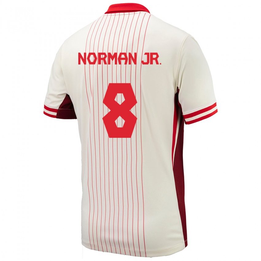 Mujer Camiseta Canadá David Norman Jr. #8 Blanco 2ª Equipación 24-26 La Camisa Argentina