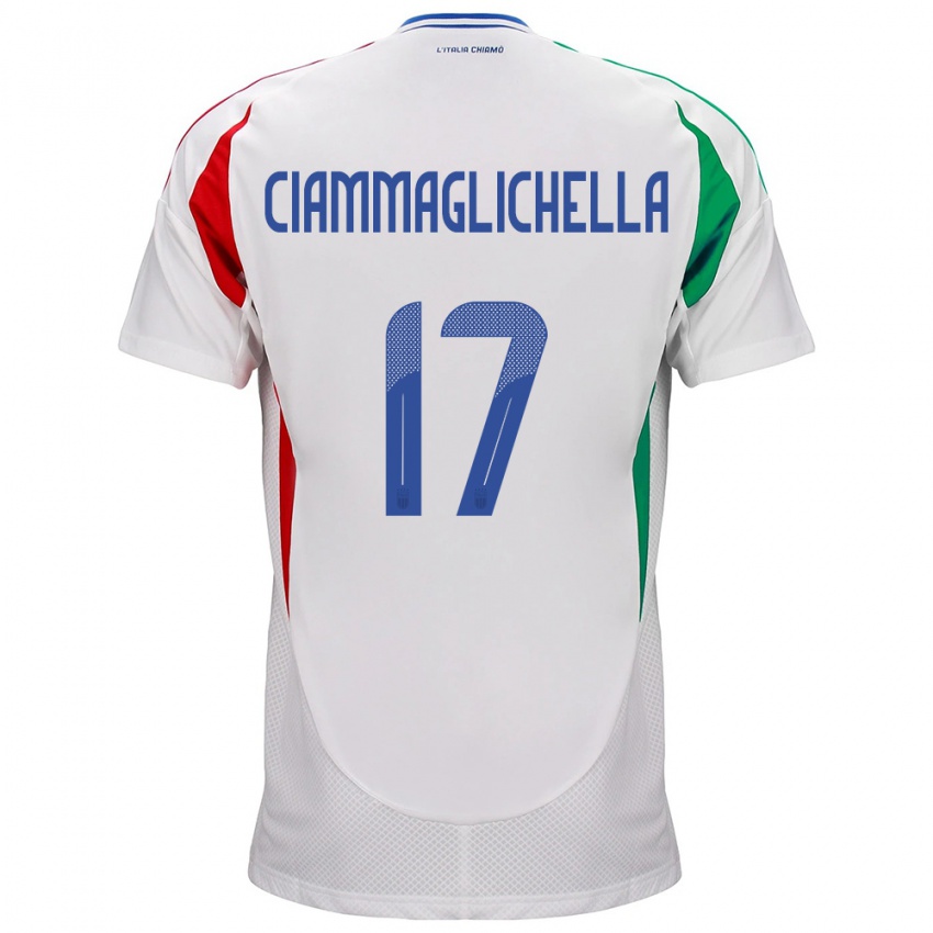 Mujer Camiseta Italia Aaron Ciammaglichella #17 Blanco 2ª Equipación 24-26 La Camisa Argentina