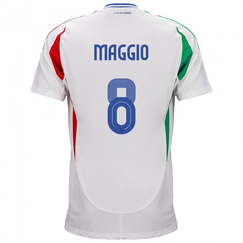 Mujer Camiseta Italia Luca Di Maggio #8 Blanco 2ª Equipación 24-26 La Camisa Argentina