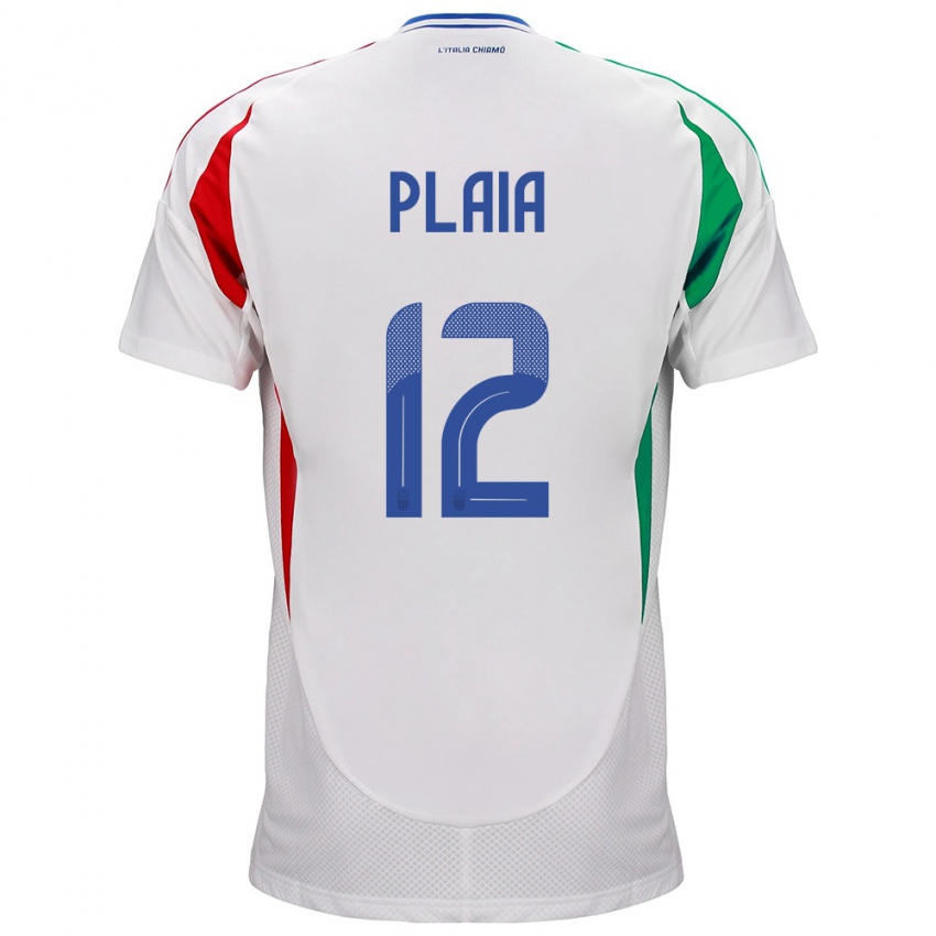 Mujer Camiseta Italia Francesco Plaia #12 Blanco 2ª Equipación 24-26 La Camisa Argentina