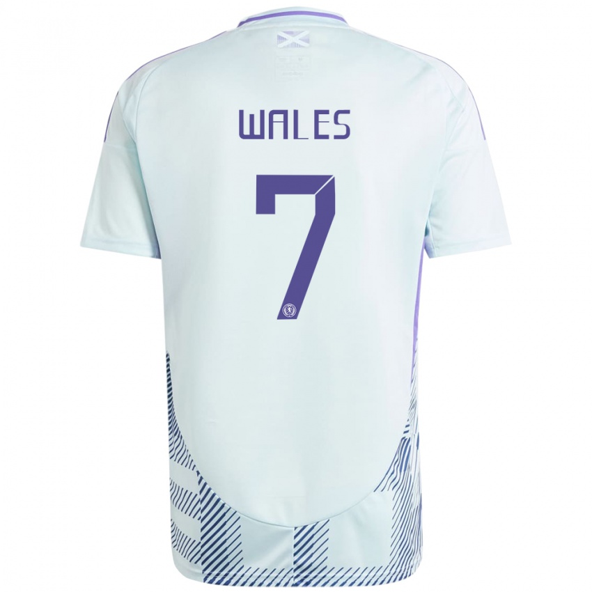 Mujer Camiseta Escocia Bobby Wales #7 Azul Menta Claro 2ª Equipación 24-26 La Camisa Argentina