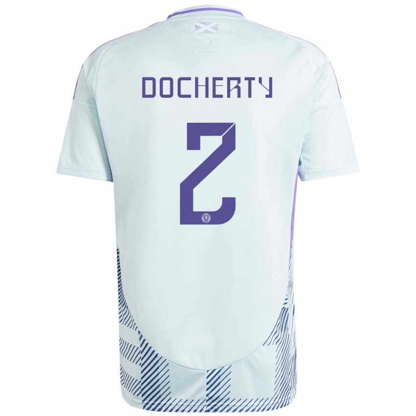 Mujer Camiseta Escocia Nicola Docherty #2 Azul Menta Claro 2ª Equipación 24-26 La Camisa Argentina
