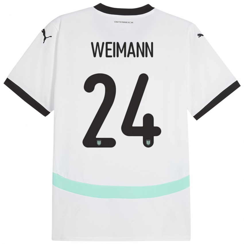 Mujer Camiseta Austria Andreas Weimann #24 Blanco 2ª Equipación 24-26 La Camisa Argentina