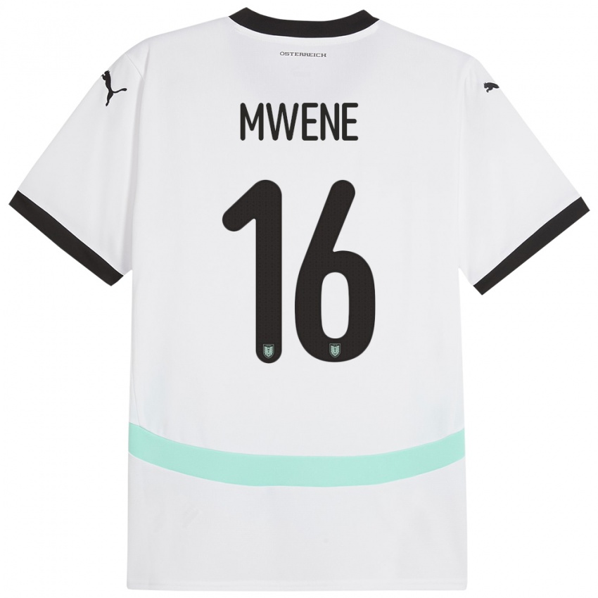 Mujer Camiseta Austria Phillipp Mwene #16 Blanco 2ª Equipación 24-26 La Camisa Argentina