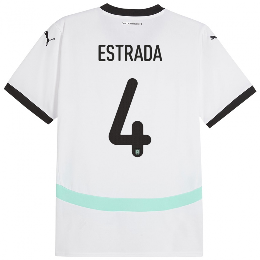 Mujer Camiseta Austria Pascal Estrada #4 Blanco 2ª Equipación 24-26 La Camisa Argentina