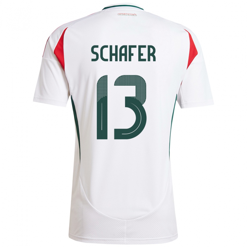 Mujer Camiseta Hungría András Schäfer #13 Blanco 2ª Equipación 24-26 La Camisa Argentina