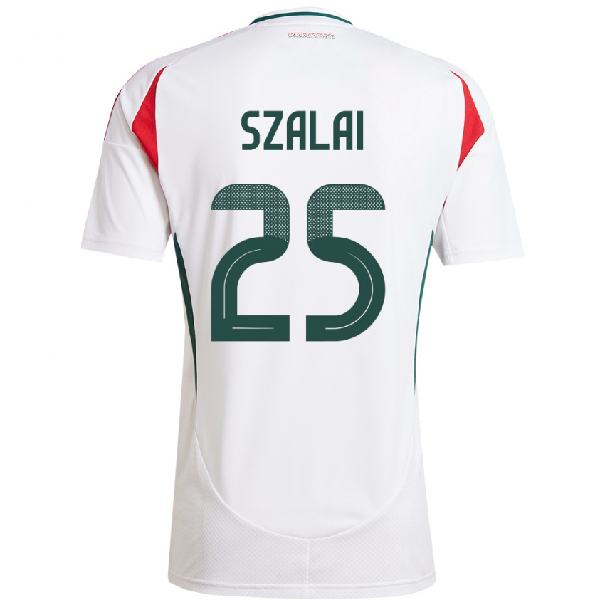 Mujer Camiseta Hungría Gábor Szalai #25 Blanco 2ª Equipación 24-26 La Camisa Argentina