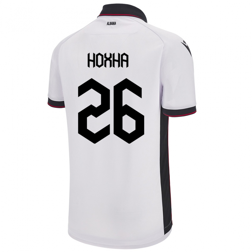 Mujer Camiseta Albania Arbër Hoxha #26 Blanco 2ª Equipación 24-26 La Camisa Argentina