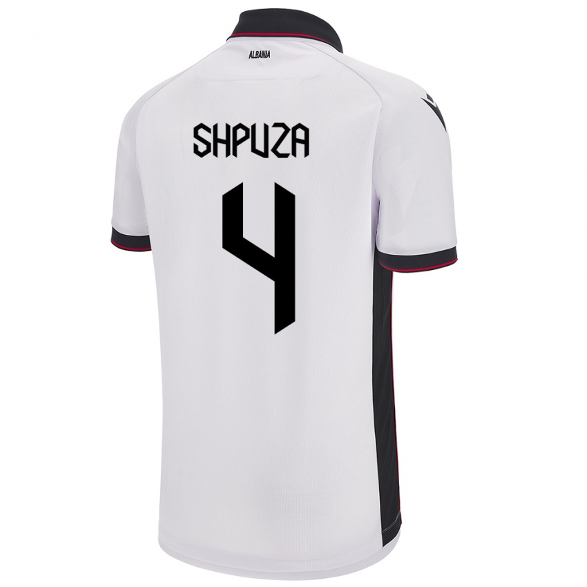 Mujer Camiseta Albania Kleo Shpuza #4 Blanco 2ª Equipación 24-26 La Camisa Argentina