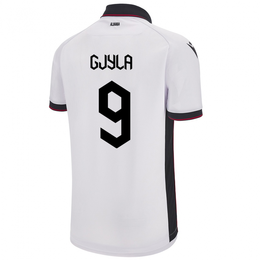 Mujer Camiseta Albania Brayan Gjyla #9 Blanco 2ª Equipación 24-26 La Camisa Argentina