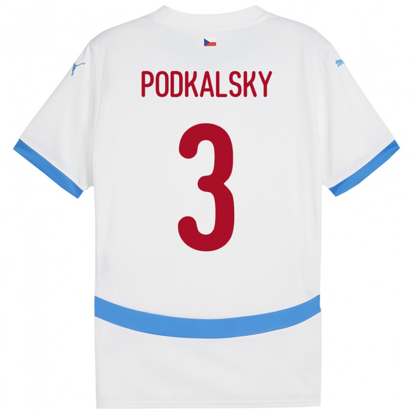 Mujer Camiseta Chequia Jakub Podkalsky #3 Blanco 2ª Equipación 24-26 La Camisa Argentina