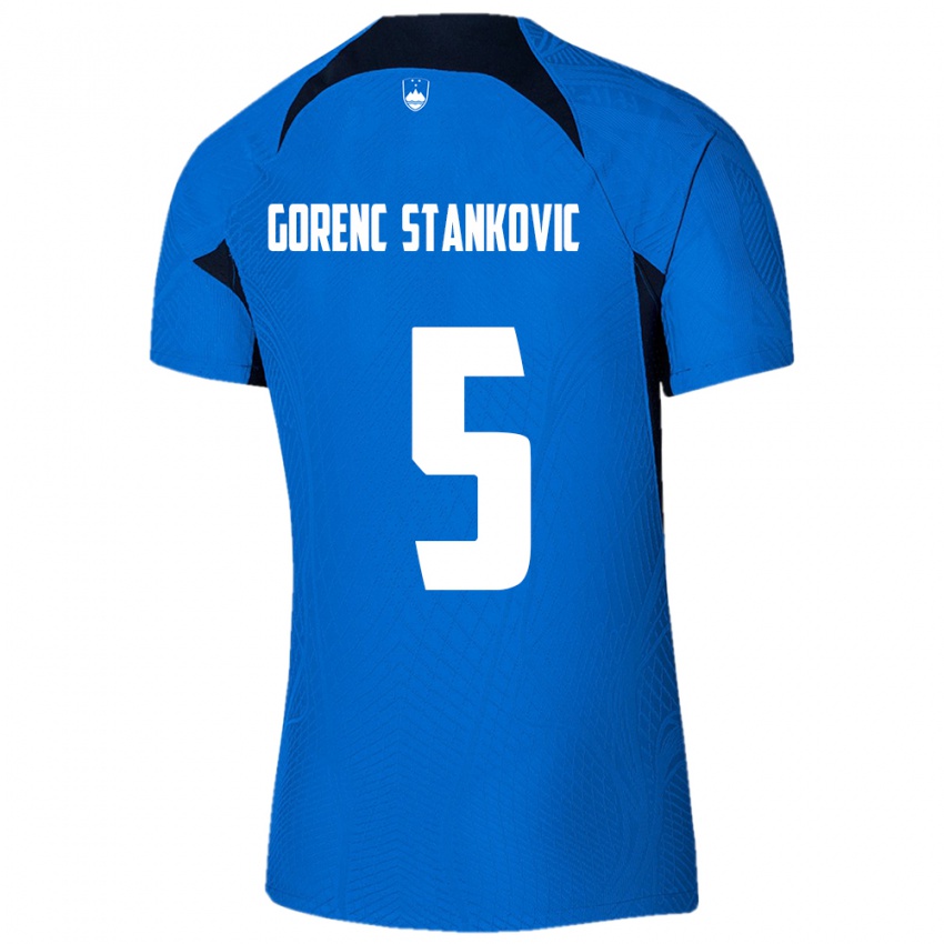 Mujer Camiseta Eslovenia Jon Gorenc Stankovic #5 Azul 2ª Equipación 24-26 La Camisa Argentina