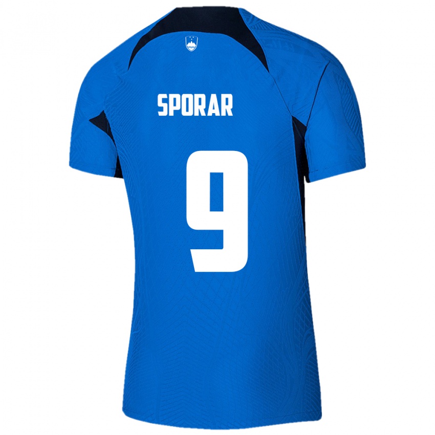 Mujer Camiseta Eslovenia Andraz Sporar #9 Azul 2ª Equipación 24-26 La Camisa Argentina