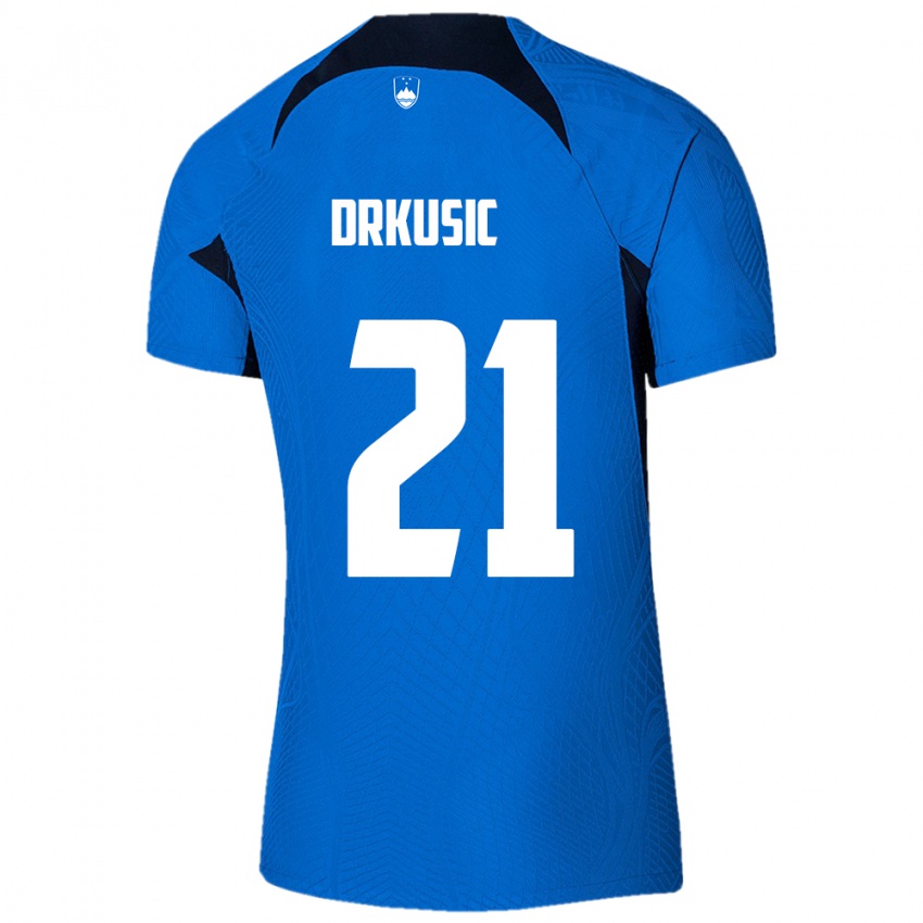 Mujer Camiseta Eslovenia Vanja Drkusic #21 Azul 2ª Equipación 24-26 La Camisa Argentina