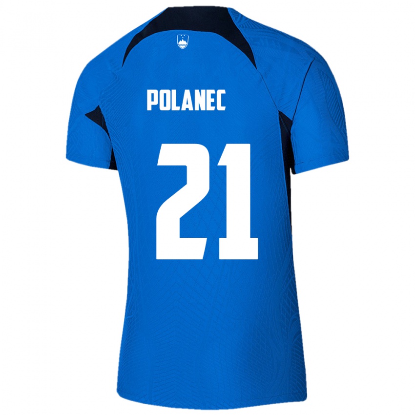 Mujer Camiseta Eslovenia Gaj Polanec #21 Azul 2ª Equipación 24-26 La Camisa Argentina