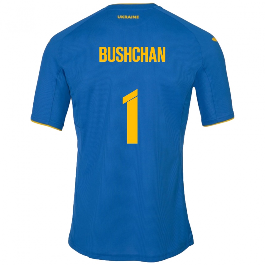 Mujer Camiseta Ucrania Georgiy Bushchan #1 Azul 2ª Equipación 24-26 La Camisa Argentina