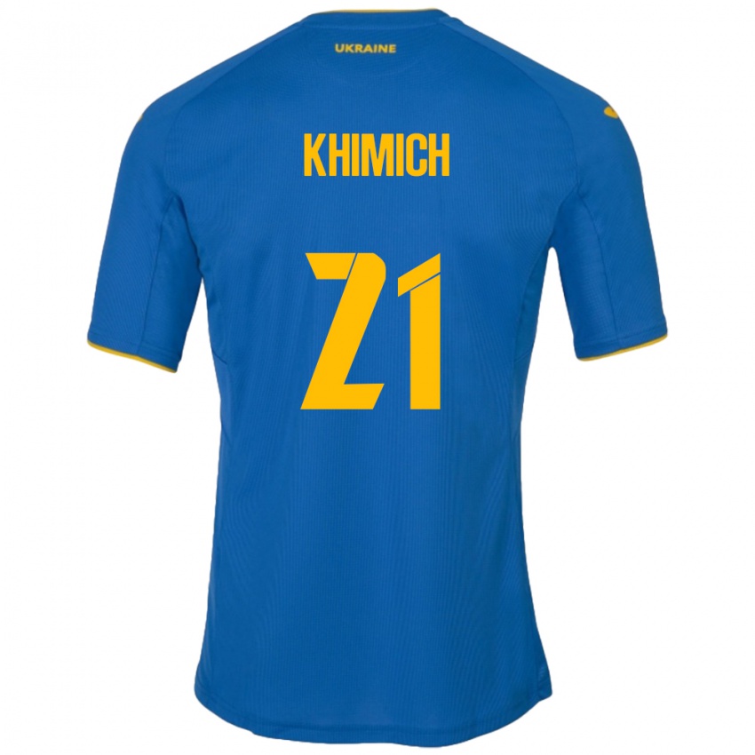 Mujer Camiseta Ucrania Tamila Khimich #21 Azul 2ª Equipación 24-26 La Camisa Argentina