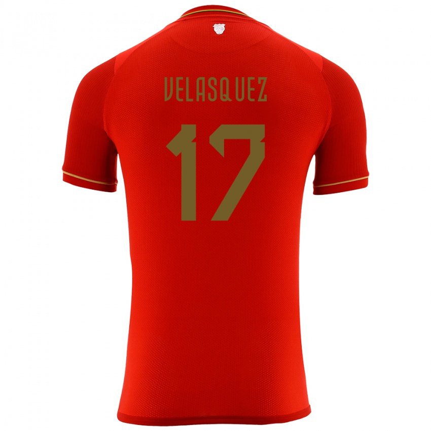 Mujer Camiseta Bolivia Jhon Velásquez #17 Rojo 2ª Equipación 24-26 La Camisa Argentina
