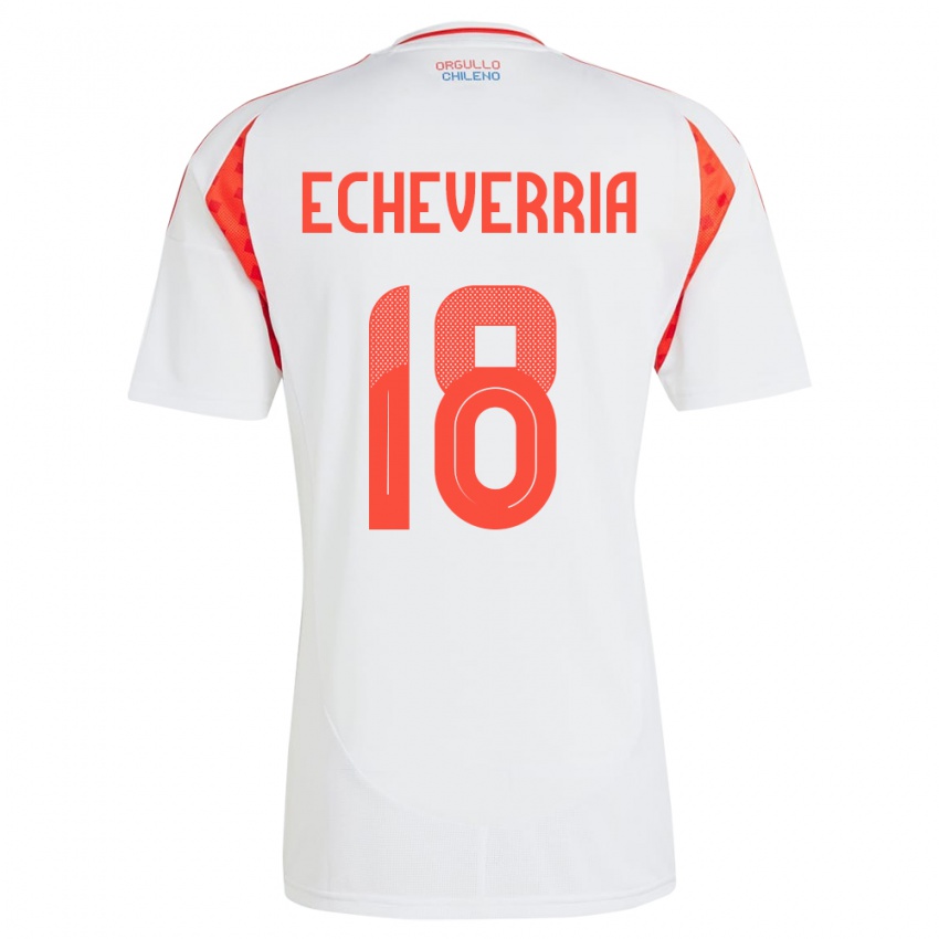 Mujer Camiseta Chile Rodrigo Echeverría #18 Blanco 2ª Equipación 24-26 La Camisa Argentina