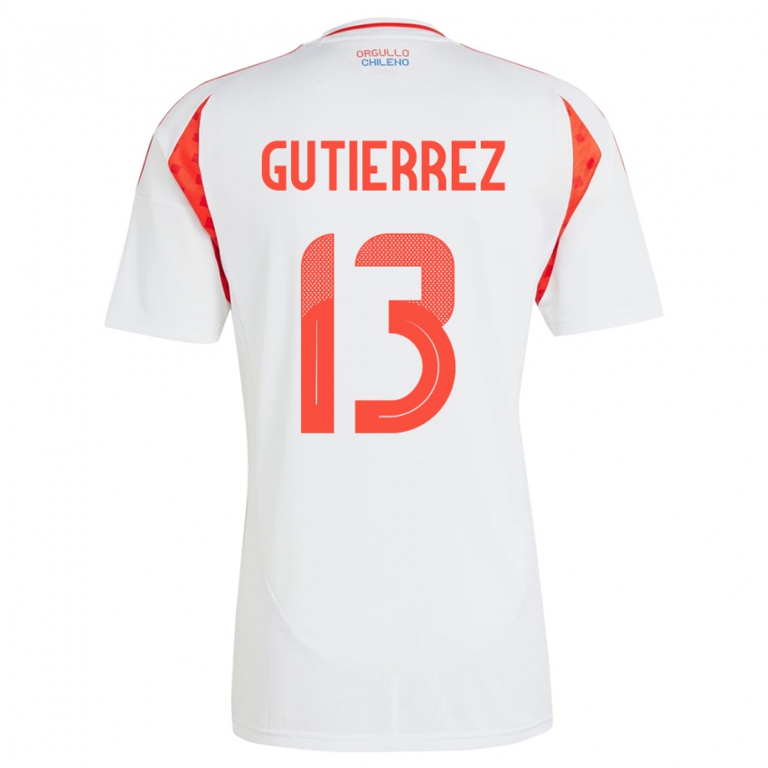 Mujer Camiseta Chile Daniel Gutiérrez #13 Blanco 2ª Equipación 24-26 La Camisa Argentina