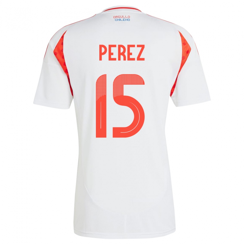Mujer Camiseta Chile Ignacio Pérez #15 Blanco 2ª Equipación 24-26 La Camisa Argentina